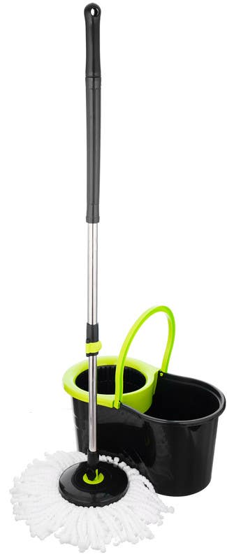 Weazy Easy Spin Plastic Mop Bucket, 13 Liters - Black Green
