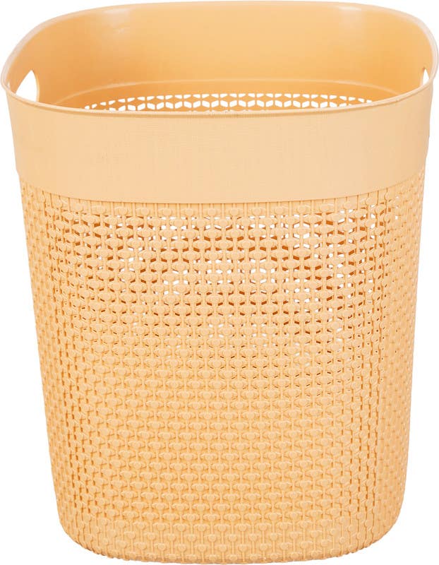 Safeer Square Plastic Trash Bins, 15 Liters - Beige