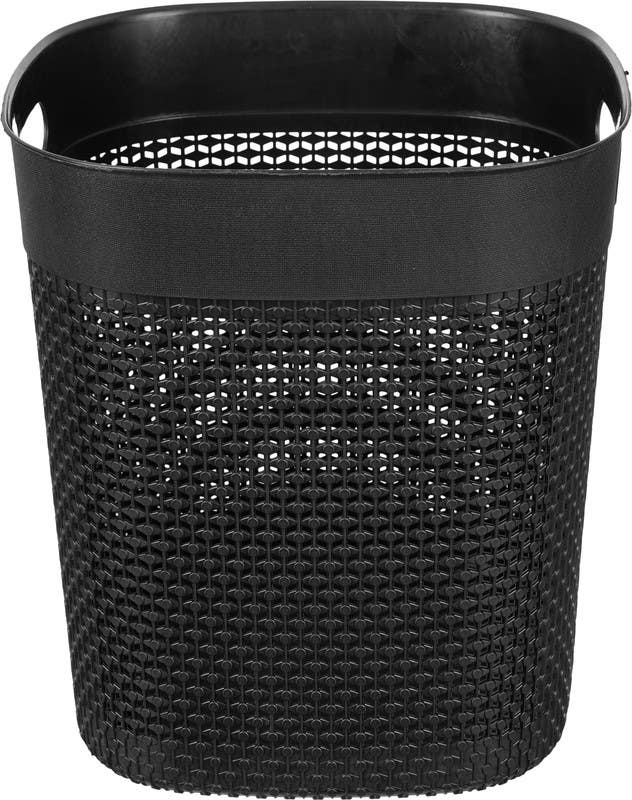 Safeer Square Plastic Trash Bins, 15 Liters - Black