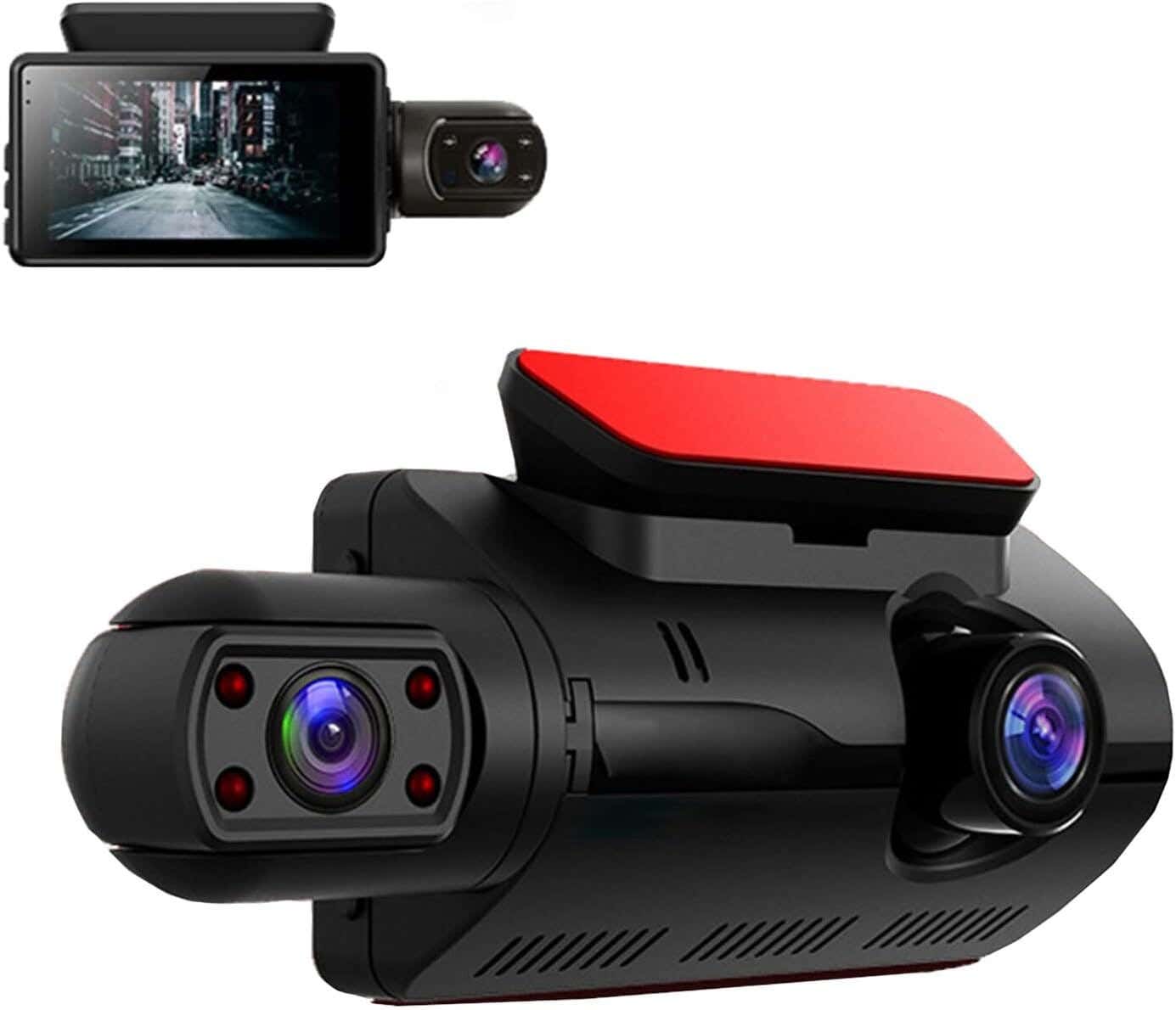 Dual Hd Car Camera, 150° Wide Angle, Enhanced Super Night Vision, 3-Inch Screen - Black