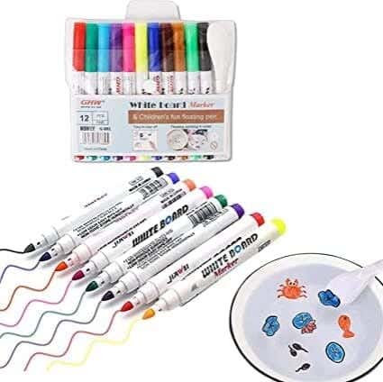 Stellan Impex Magic Floating Water Marker Set, 12 Markers & 1 Spoon For Kids - Multicolor