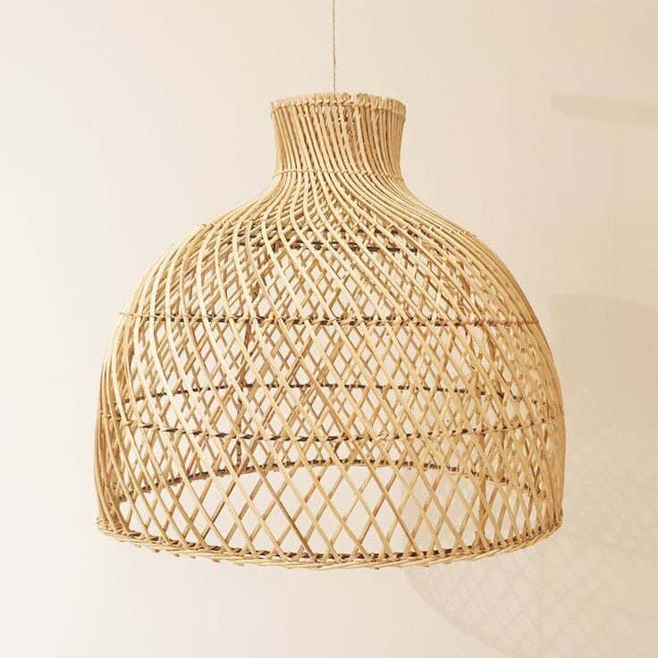 Natural Bamboo Chandelier, Handmade, 40X45 Cm - Beige
