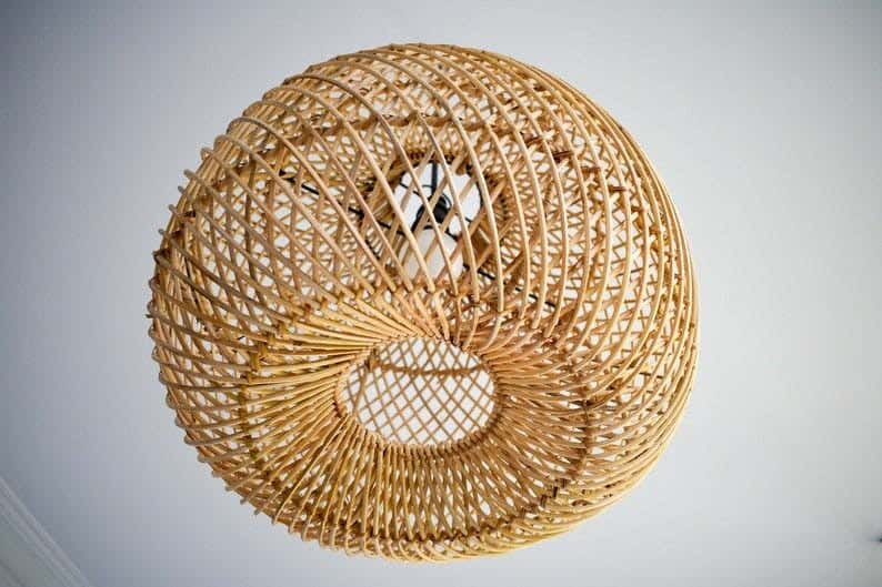 Natural Bamboo Chandelier, Handmade, 40X45 Cm - Beige