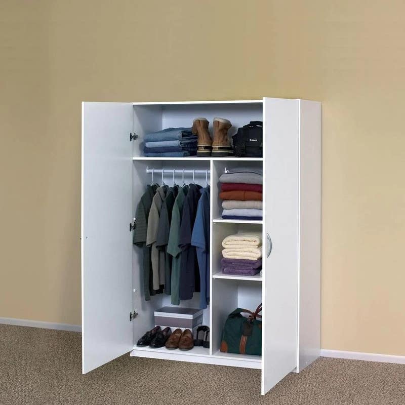 Wood Wardrobe 2 Door, 100x50x210 Cm - White