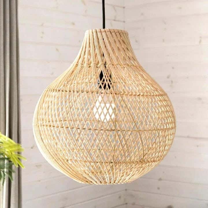 Natural Bamboo Chandelier, Handmade, 45X55 Cm - Beige