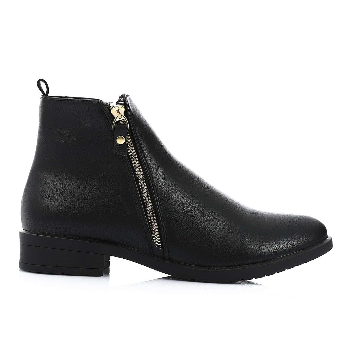 Xo Style Women Mid Heel Leather Ankle Boot