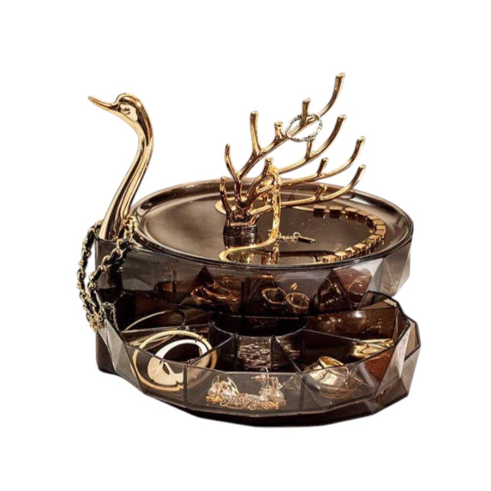 3 - Tier Ring Acrylic Jewelry Storage Organizer - Clear Brown