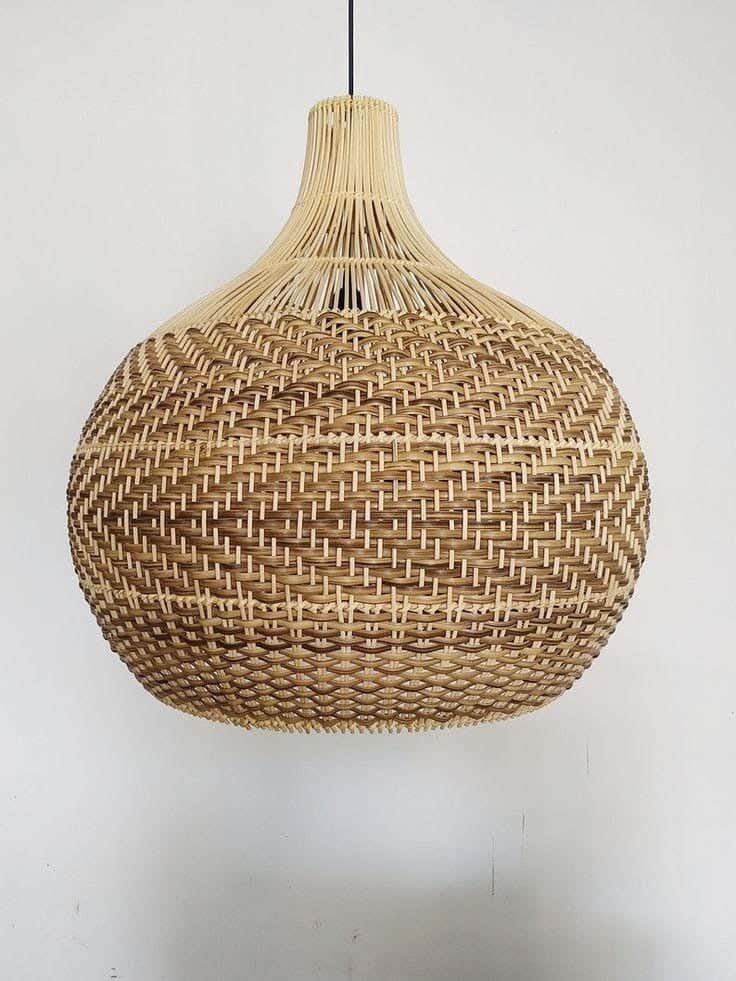 Natural Bamboo Chandelier, Handmade, 40X40 Cm - Beige
