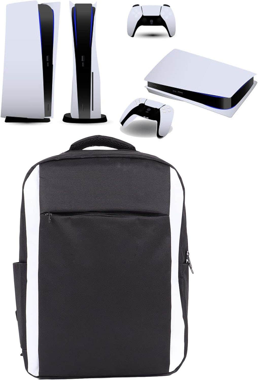 Vbestlife Protective Travel Backpack for PlayStation 5 - Black White