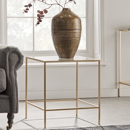 Metal Corner Table, 50×50×55 cm - Gold