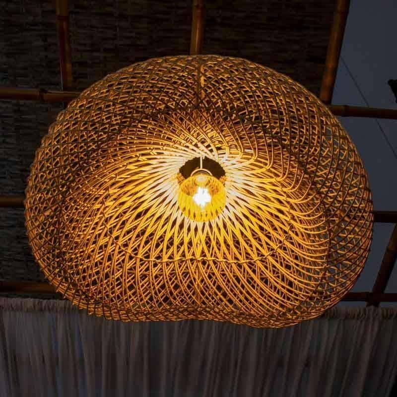 Natural Bamboo Chandelier, Handmade, 75X50 Cm - Beige