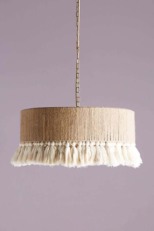 Natural Bamboo Chandelier, Handmade, 40X20 Cm - Beige