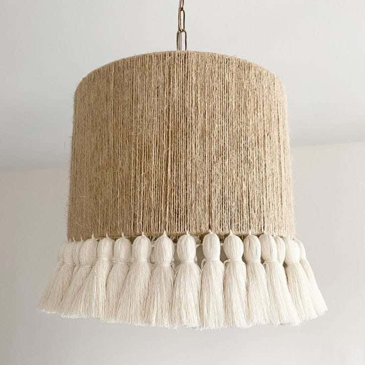 Natural Bamboo Chandelier, Handmade, 30X20 Cm - Beige