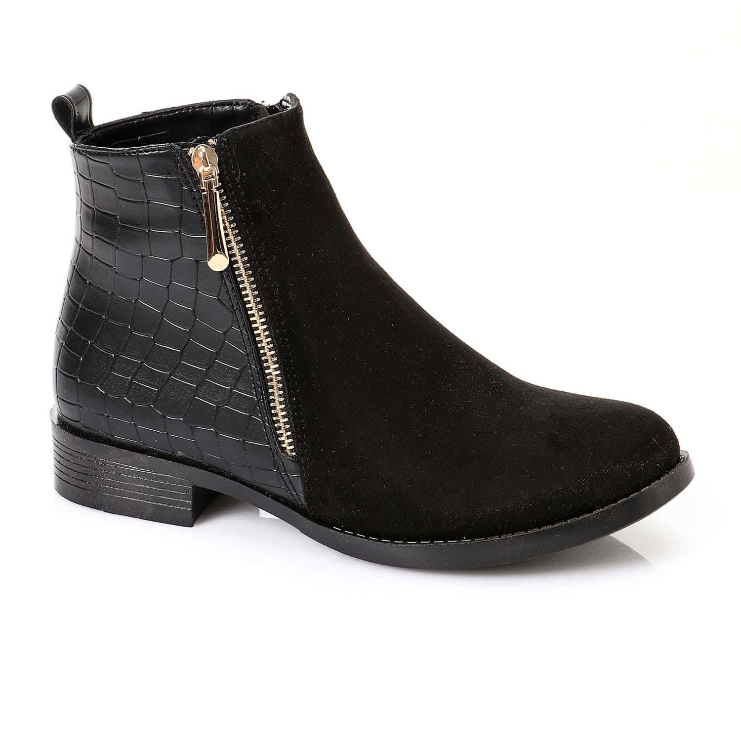 Xo Style Women Mid Heel Leather Ankle Boot
