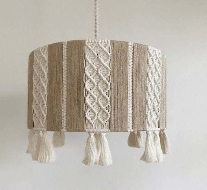 Natural Bamboo Chandelier, Handmade, 40X20 Cm - Beige