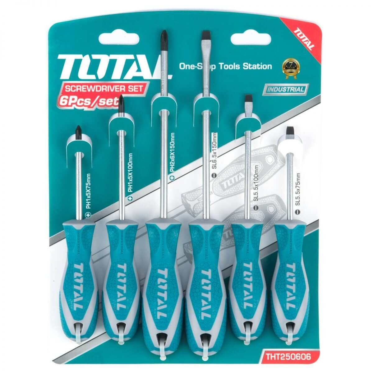 Total THT250606 Screwdriver Set Multi Size, 6 Pieces - Turquoise