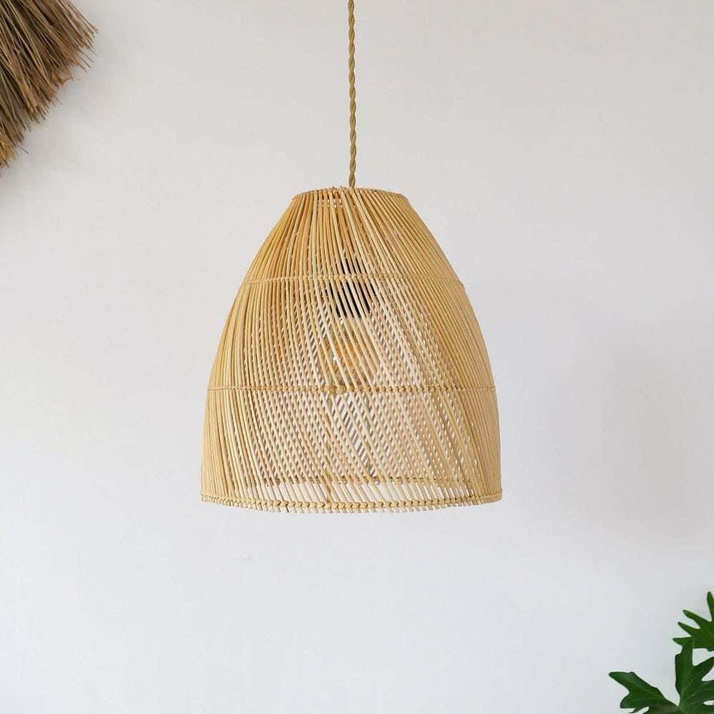 Natural Bamboo Lamp, Handmade, 35X30 Cm - Beige