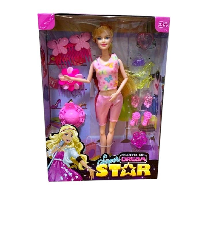 Alsafwa T-370 Doll With Accessories Toy for Girls - Pink