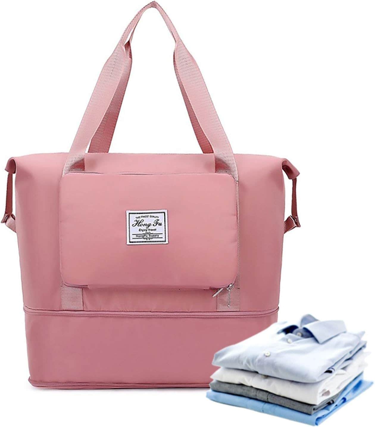 Fritzy Compact Lightweight Waterproof Travel Duffel Bag, Medium - Pink