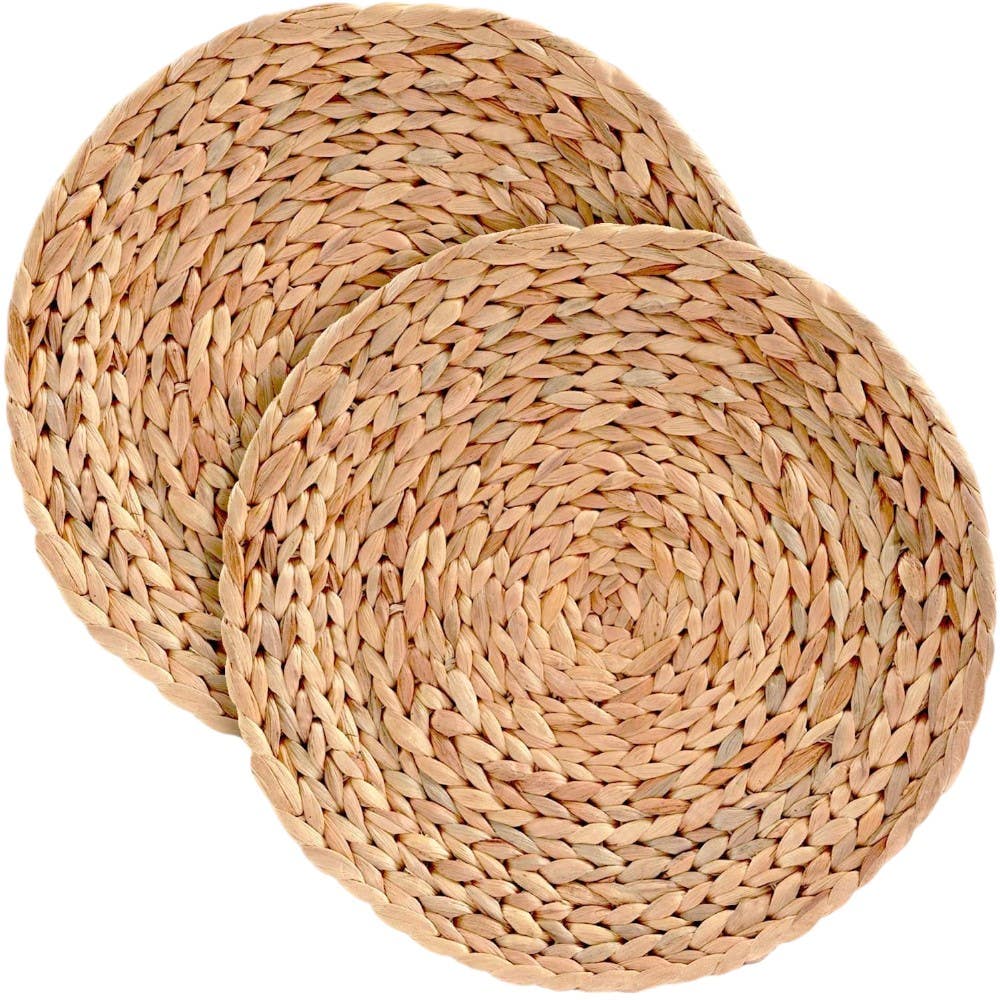Round Wicker Dining Table Placemats , Large - Brown