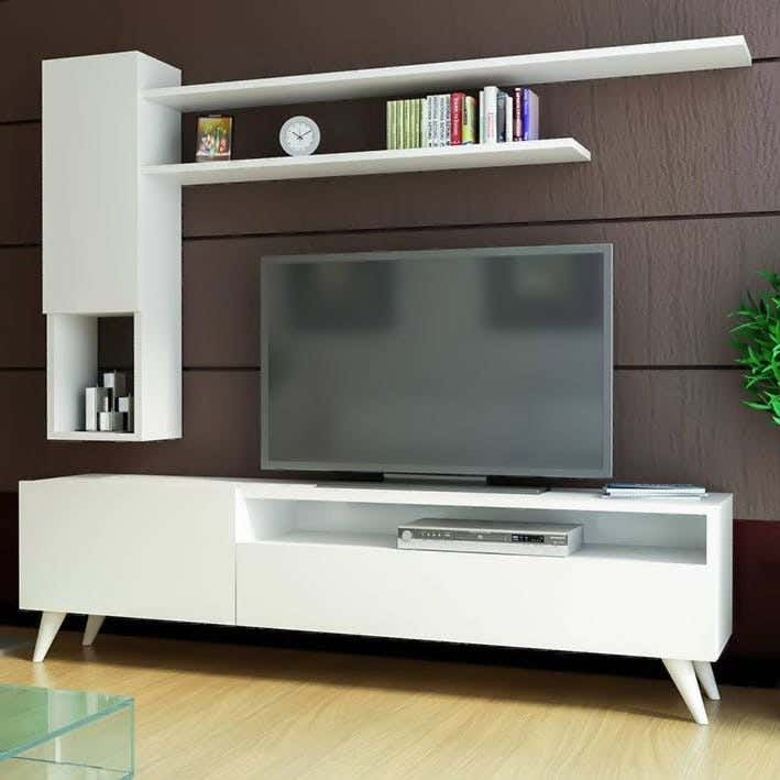 MDF Wooden Tv Unit, 180X50X30 Cm - White