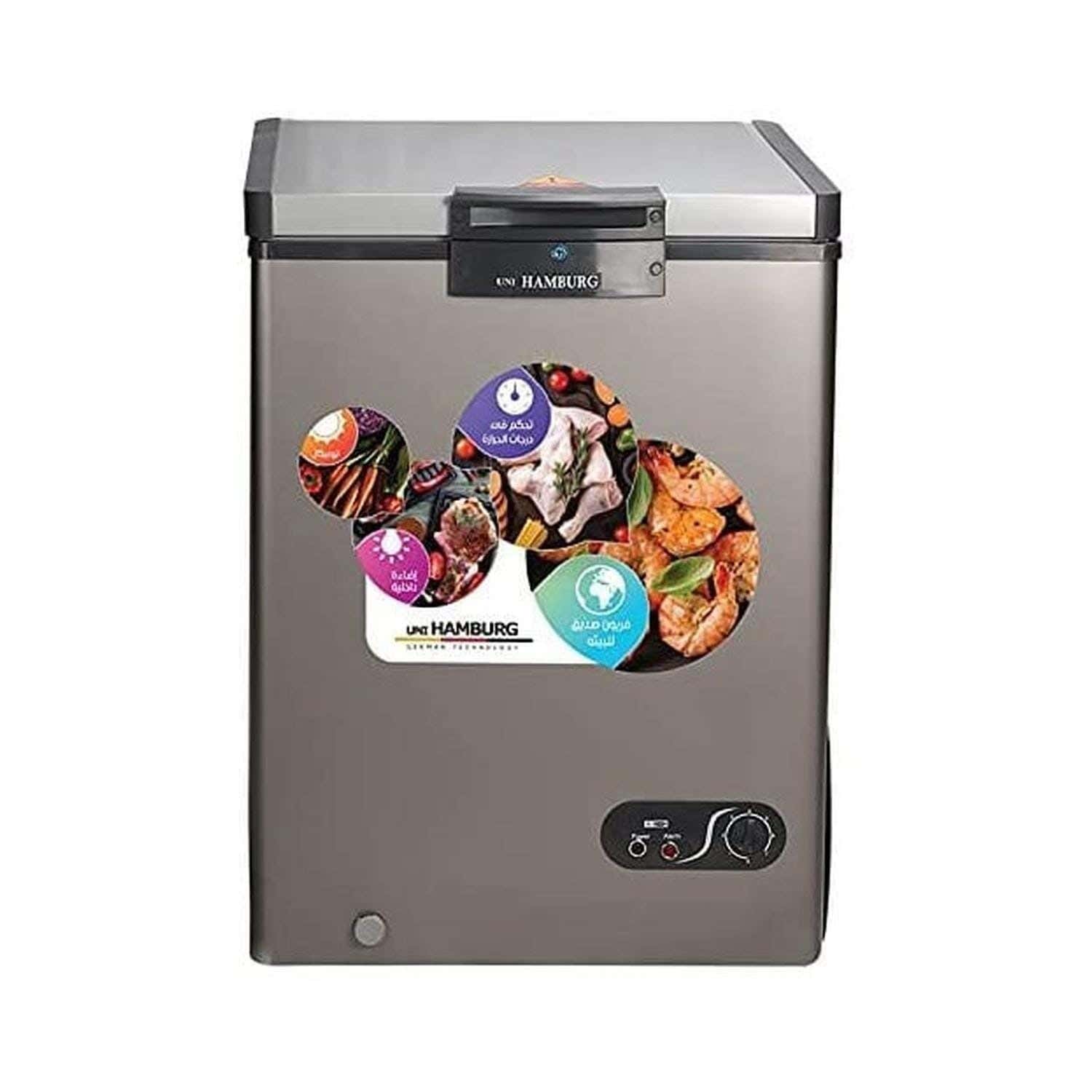 Hamburg CF-180-SS Horizontal Freezer, 180 Liters - Silver