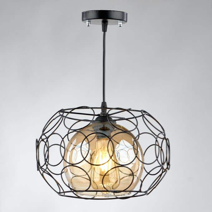 Single ceiling chandelier, 60 x 30 cm - black