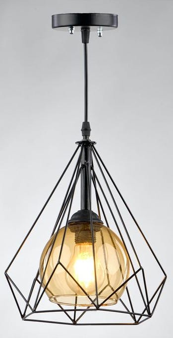 Steel Modern Ceiling Chandelier, 1 Bulb, 60x30 cm - Black