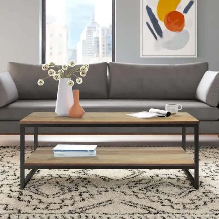 Metal coffee table, rectangular, 100x45x50 cm - Black