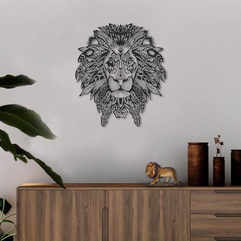 Decorative Wall Hanging, MDF Wood, 29×33×0.5 - Black