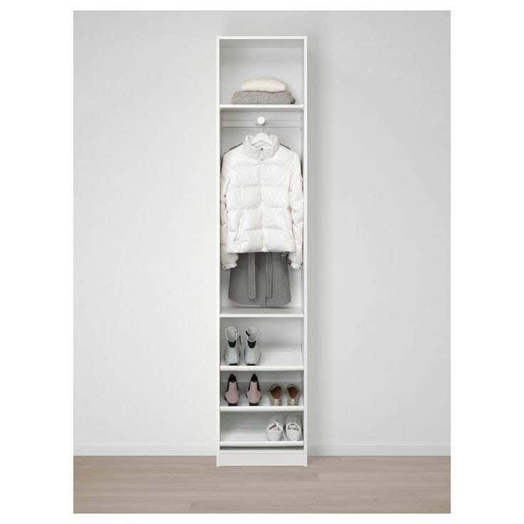 Spanish MDF Wood Wardrobe Unit, 5 Shelves, 40 × 200 × 40 Cm - White
