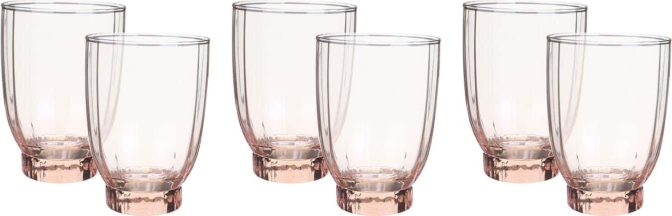 Pasabahce Glass Cup Set, 6 Pieces, 320 ml - Pink