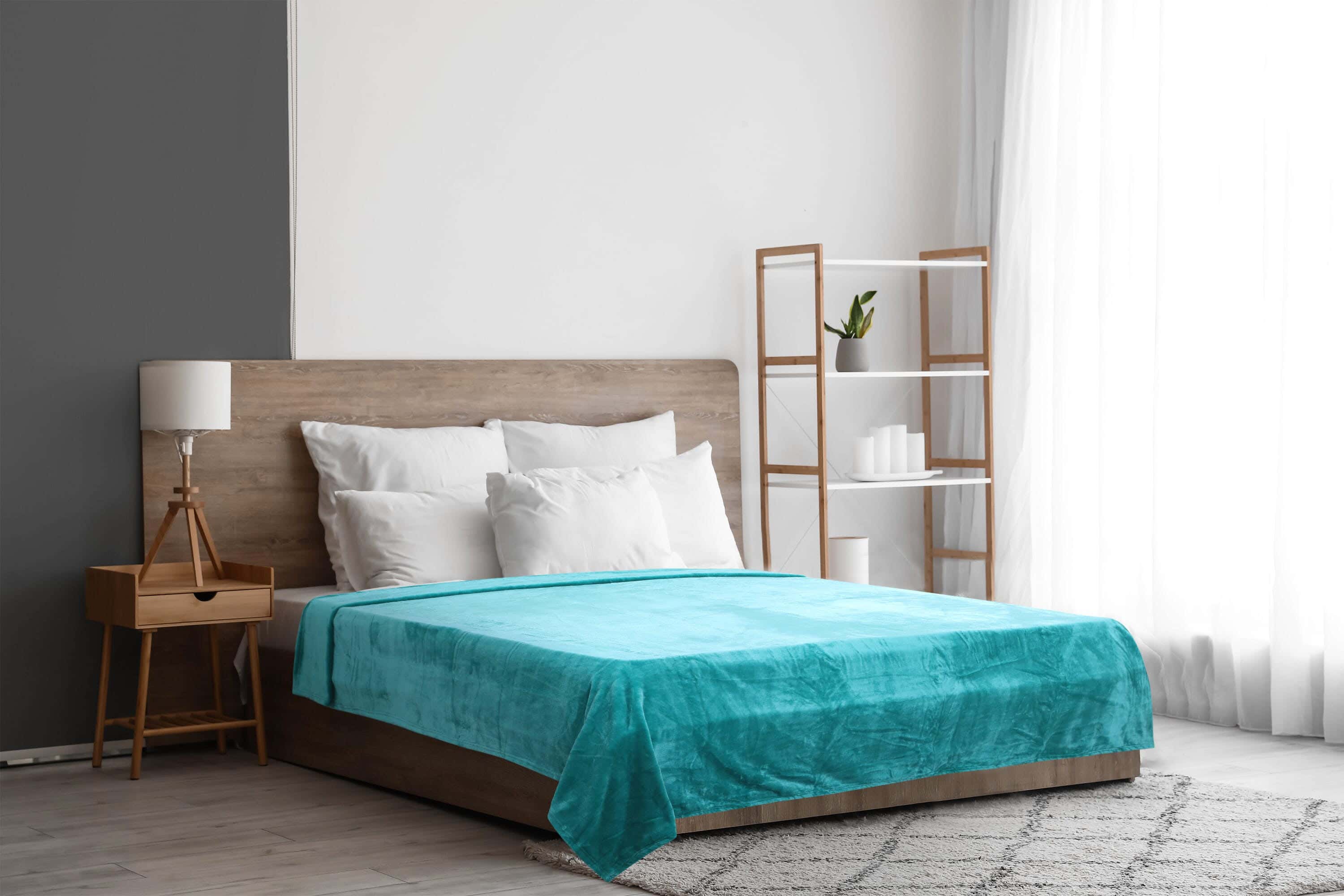 White Gold Velvet Bed Heater, 260x240 cm, 1700 g - Turquiose