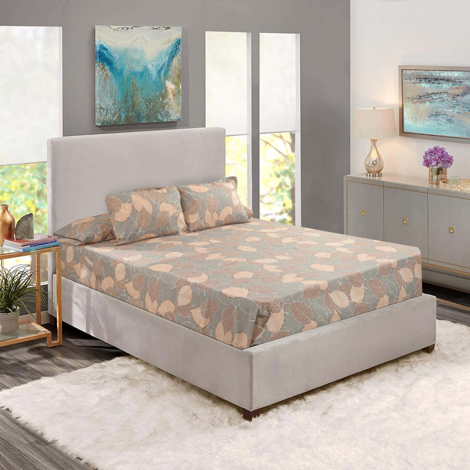 Tex Moon cotton Bedding Sheet Set, 4 pieces, approximately 2000 grm - Multicolor