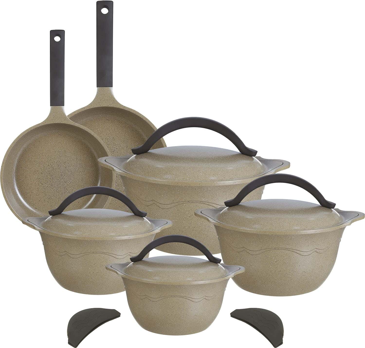 Master Retro Granite Pots Set, 12 Pieces - Coffee