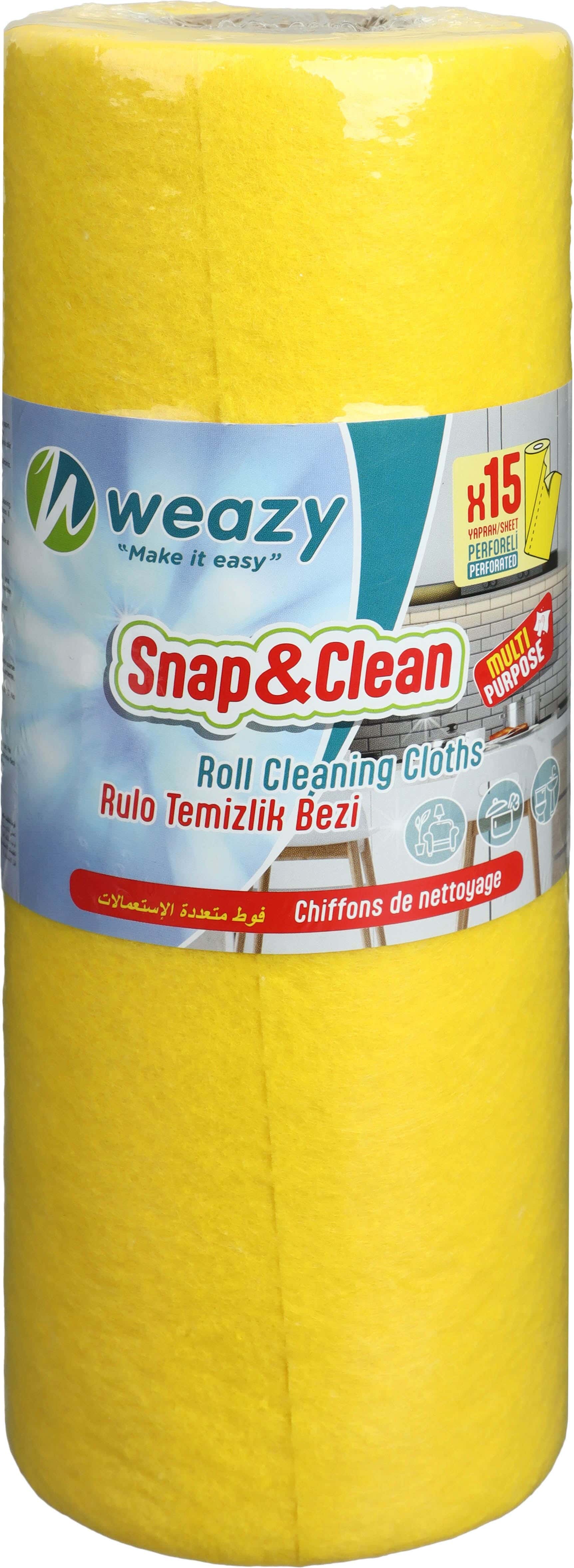 Weazy Multipurpose Cleaning Roll, 15 Pieces, 30x27 cm - Yellow