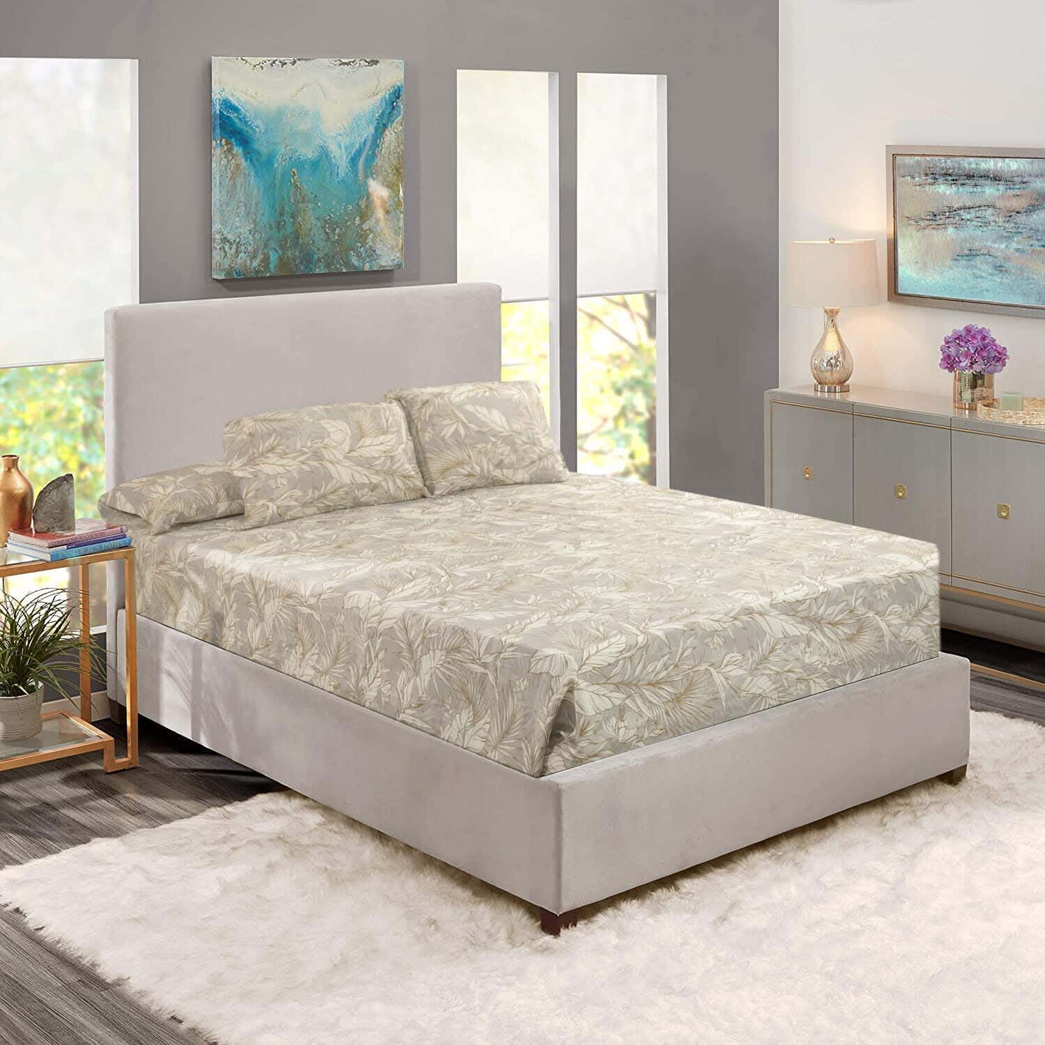 Tex Moon cotton Bedding Sheet Set, 4 pieces, approximately 2000 grm - Multicolor