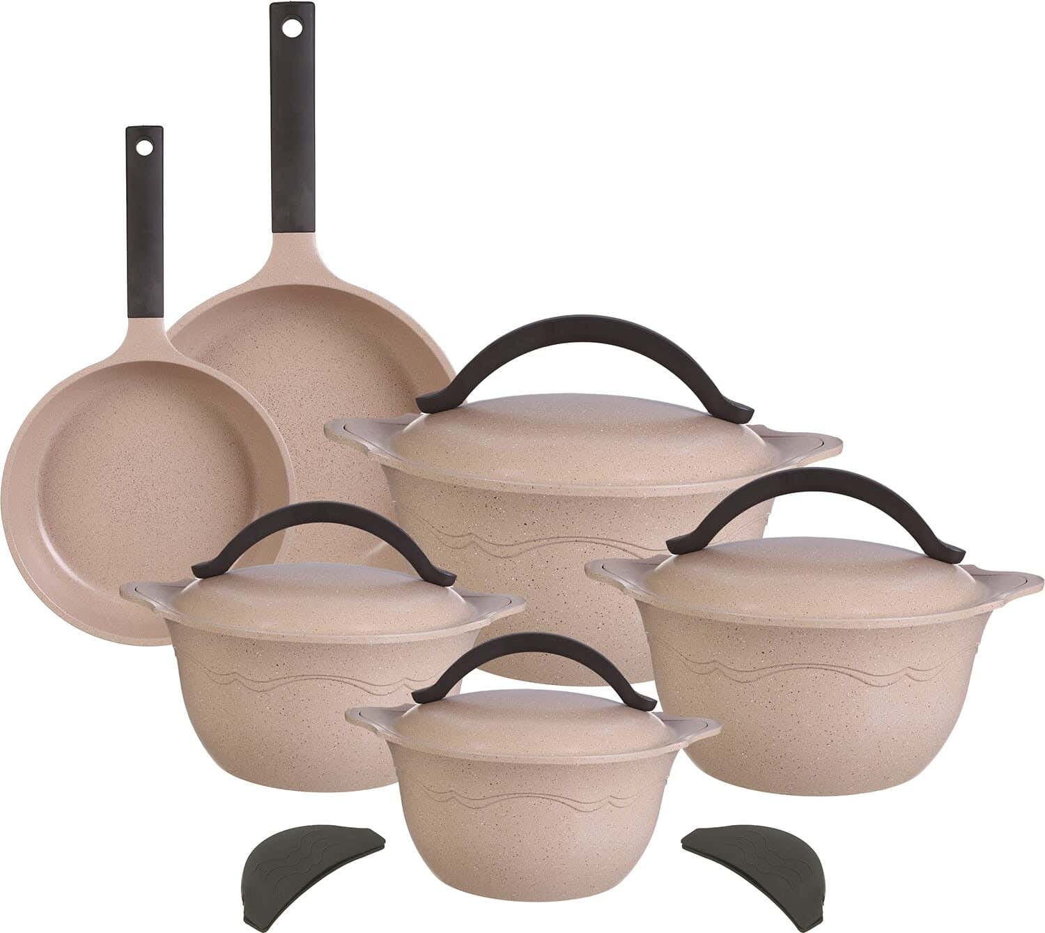 Master Retro Granite Pots Set, 12 Pieces - Beige