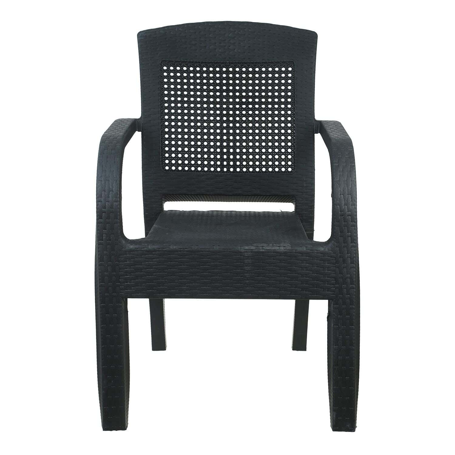 Plastic Chair Rattan Shape, 58×87×45 Cm - Black