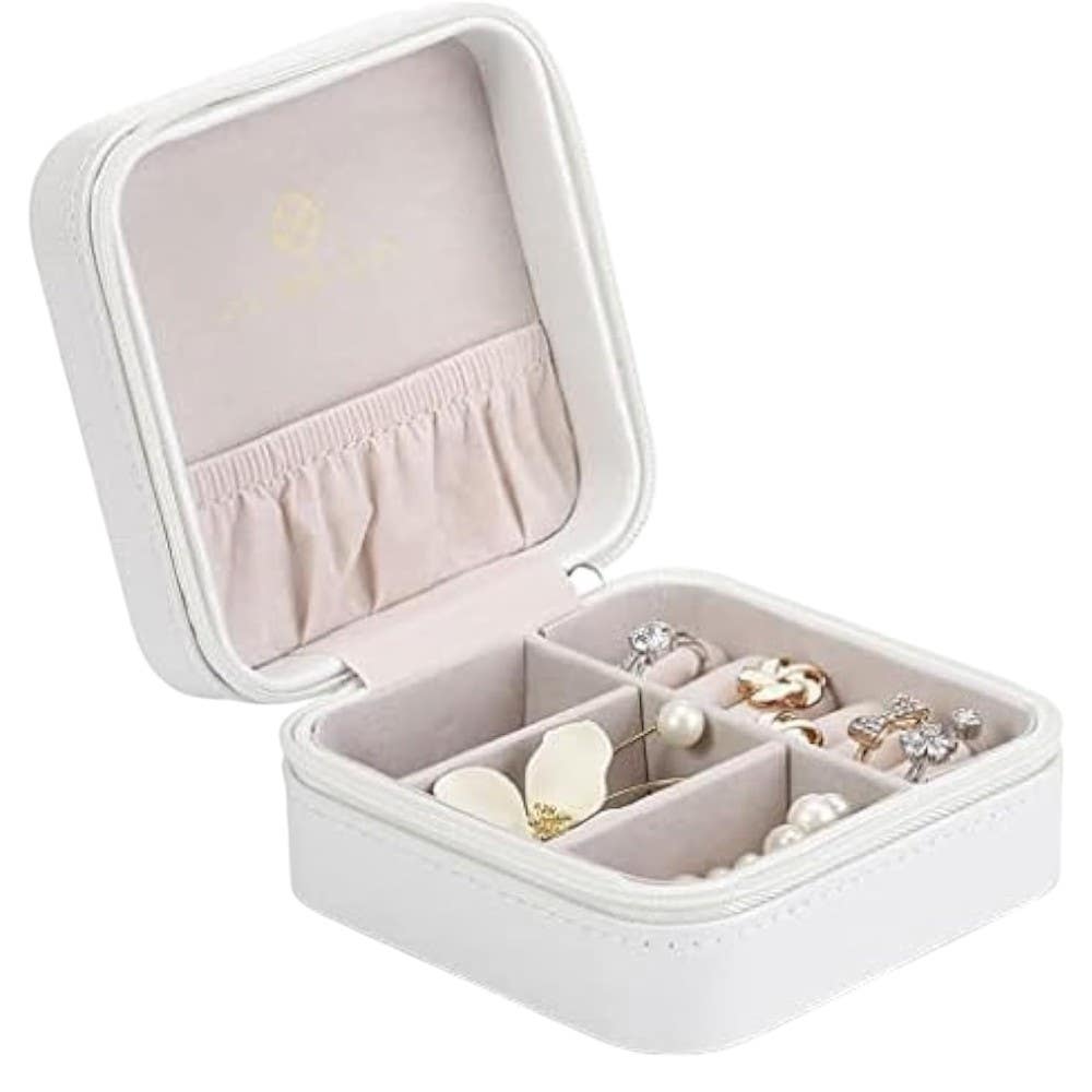 Three Layers Pu Leather Jewelry Storage Box - White