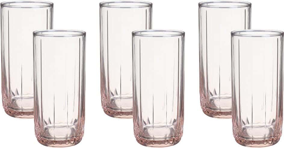 Pasabahce Glass Cup Set, 6 Pieces, 310 ml - Pink