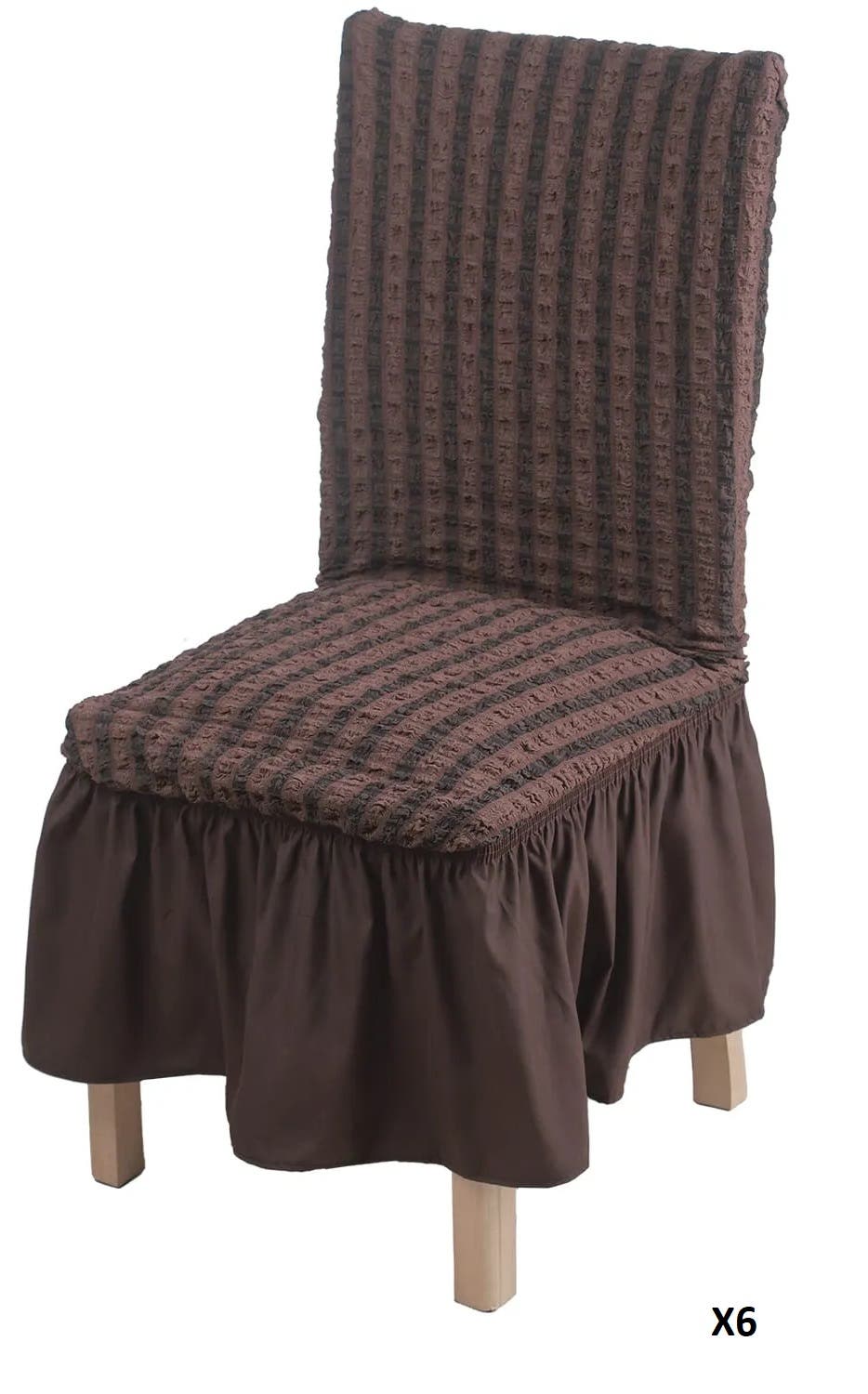 Turkan Lycra Chair Cover Set, Free Size, 6 Pieces, 350 G