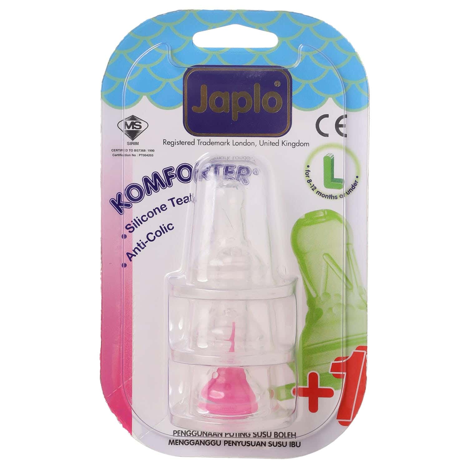Japlo Silicone Nipple Set, 3 Pieces, Size L - Clear