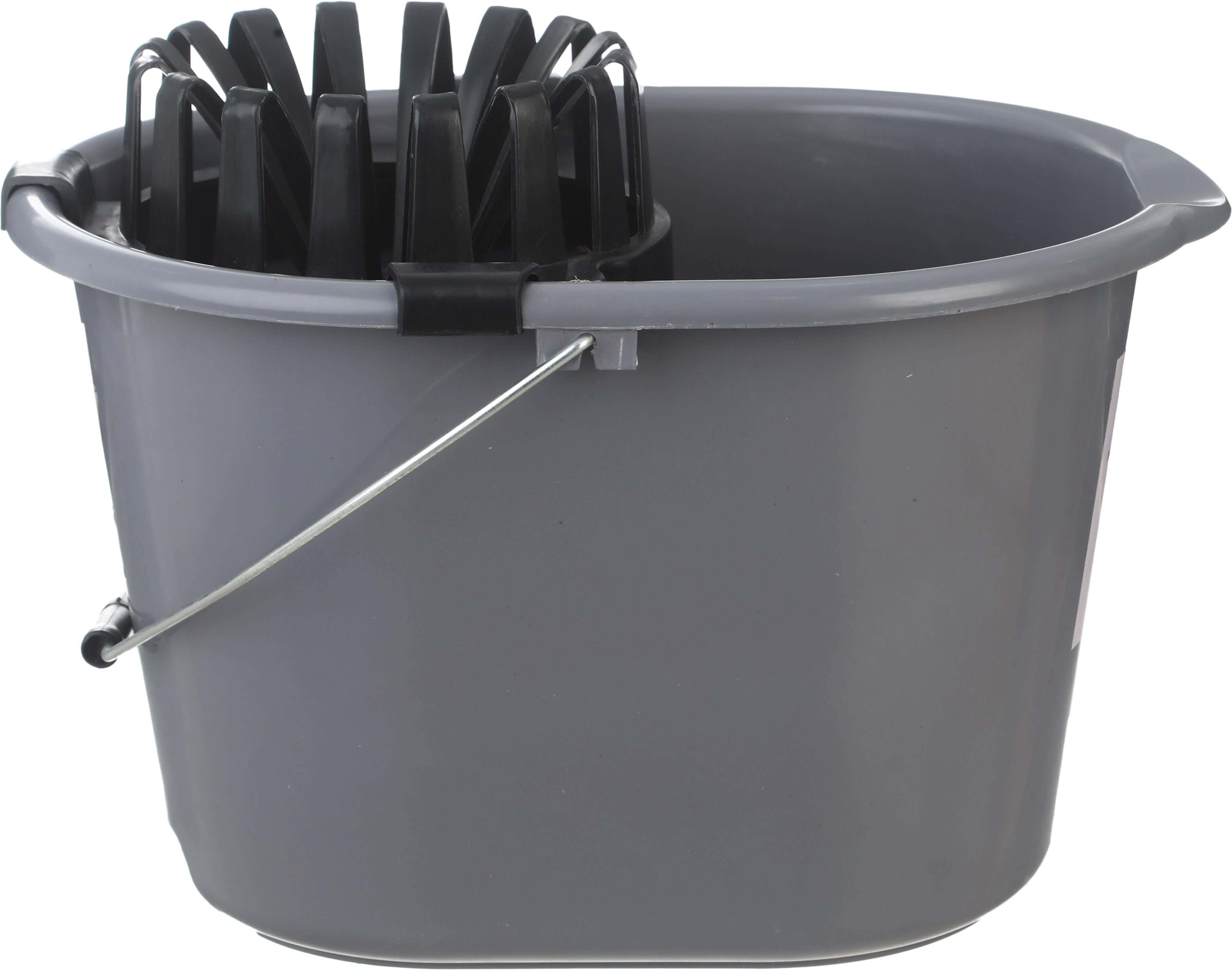 El Hoda Plastic Wiping Bucket with Squeezer, 20 Liters - Dark Grey