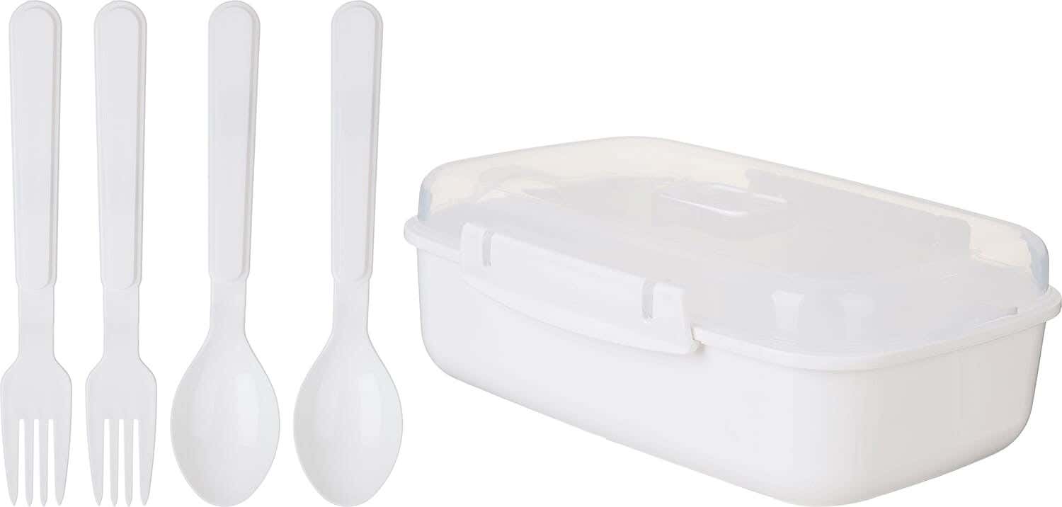 Elite Plastic Lunch Box, 21X14 cm - White