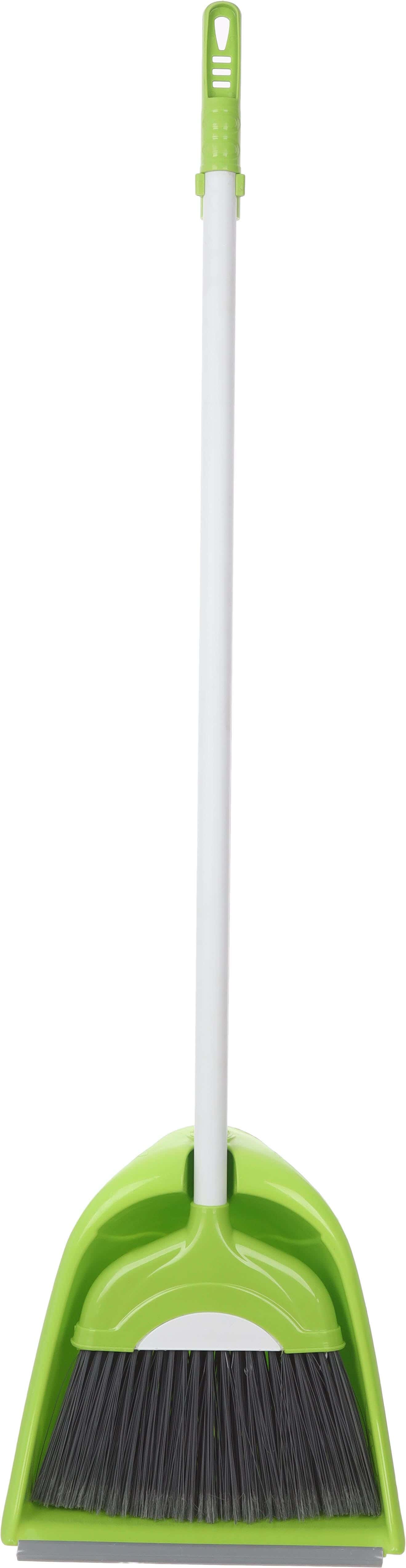 Weazy Plastic Handle Dustpan Brush, 100x25cm - Green White