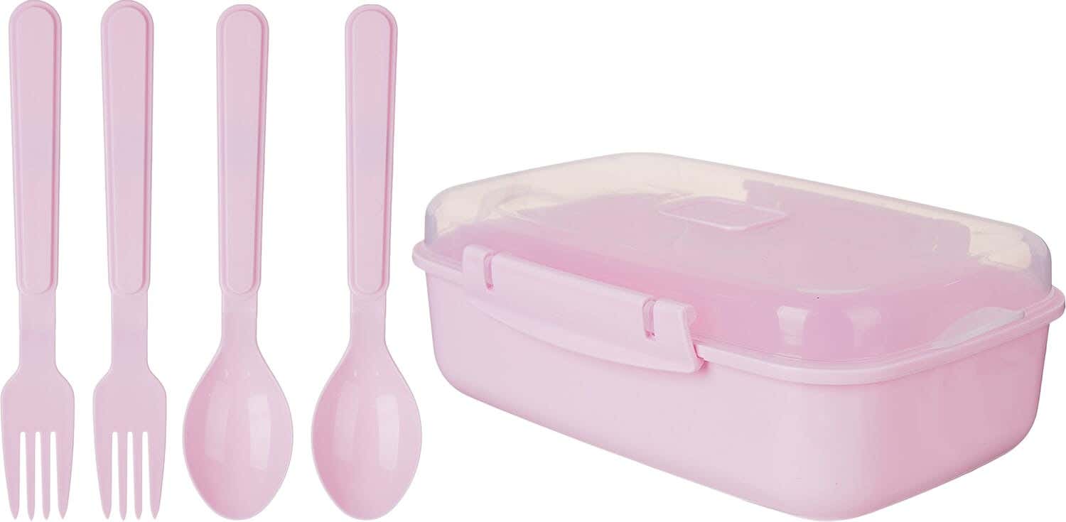 Elite Plastic Lunch Box, 21X14 cm - Rose