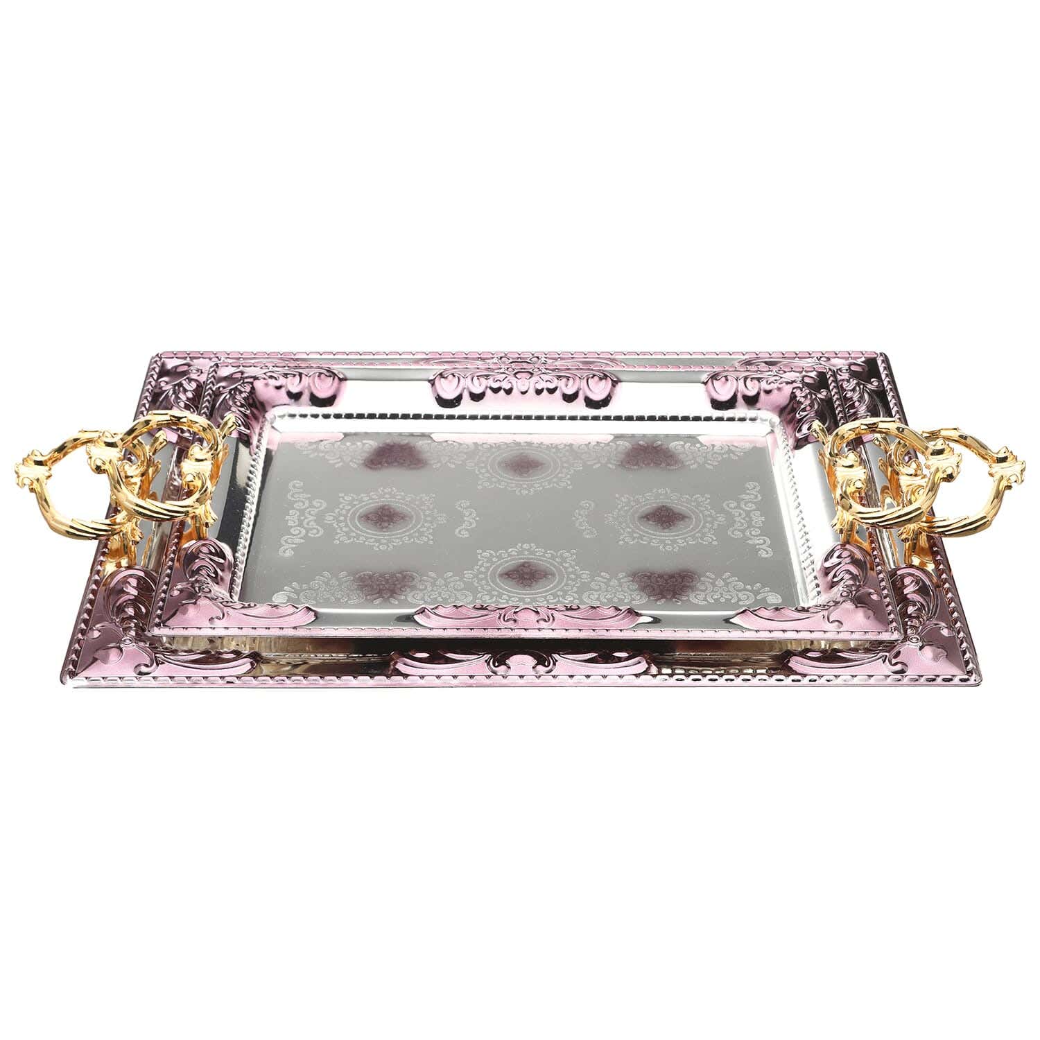 City Star Nickel chromium Serving Tray Set, 2 Pieces - Multicolor