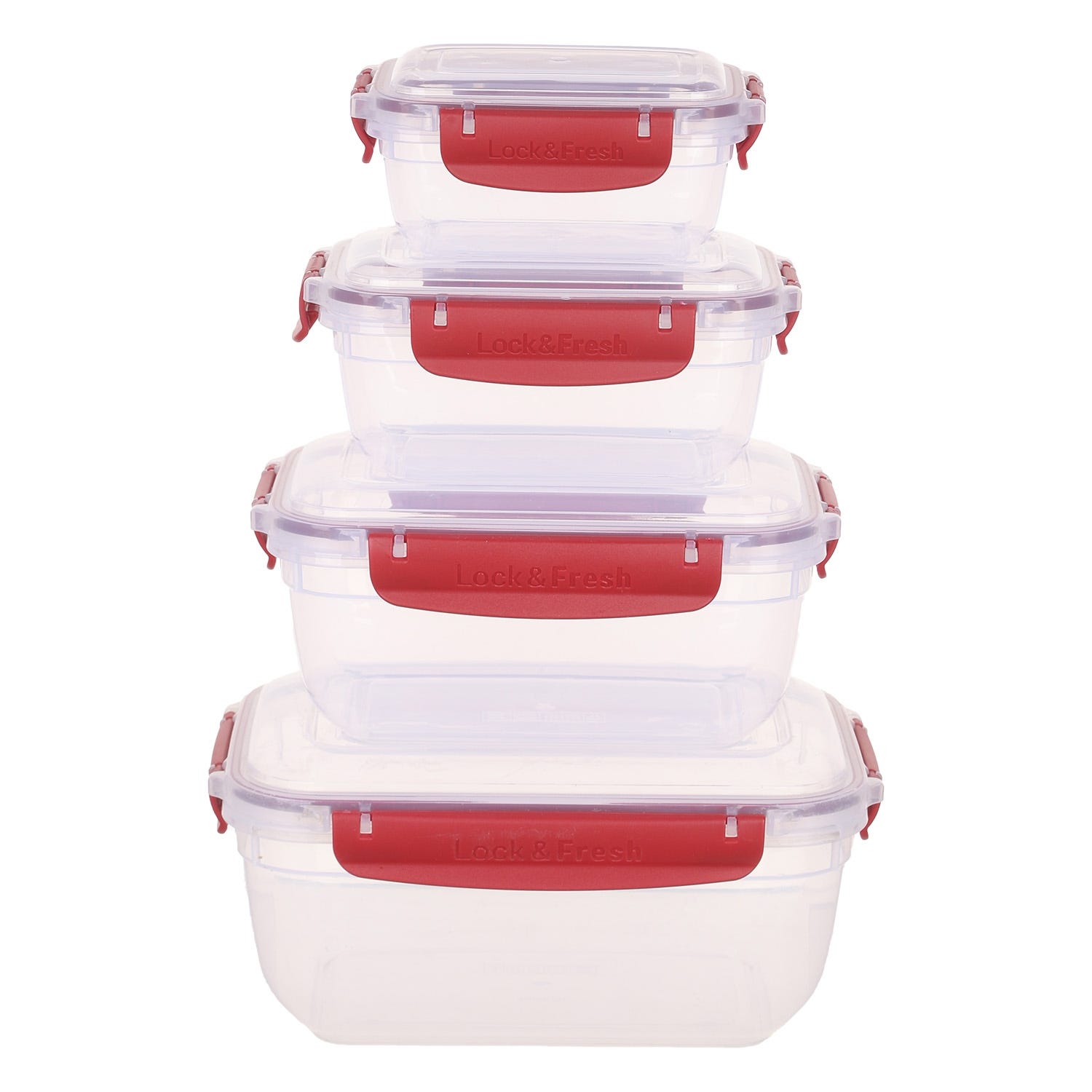 Dunya Refrigerator Box, 4 Pieces - Clear Red