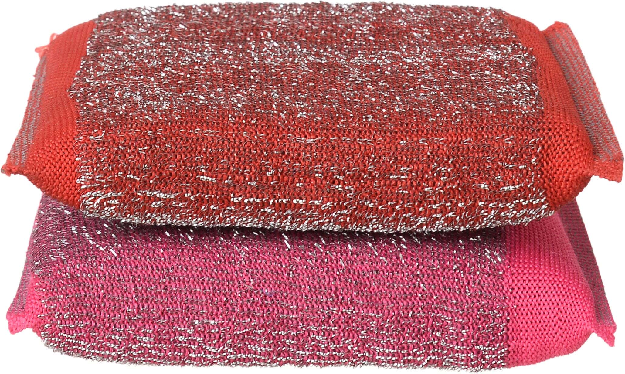 El Ammar Jumbo Sponge Loofah Set for Cleaning Dishes, 2 Pieces, 9×15 cm - Red Fuchsia